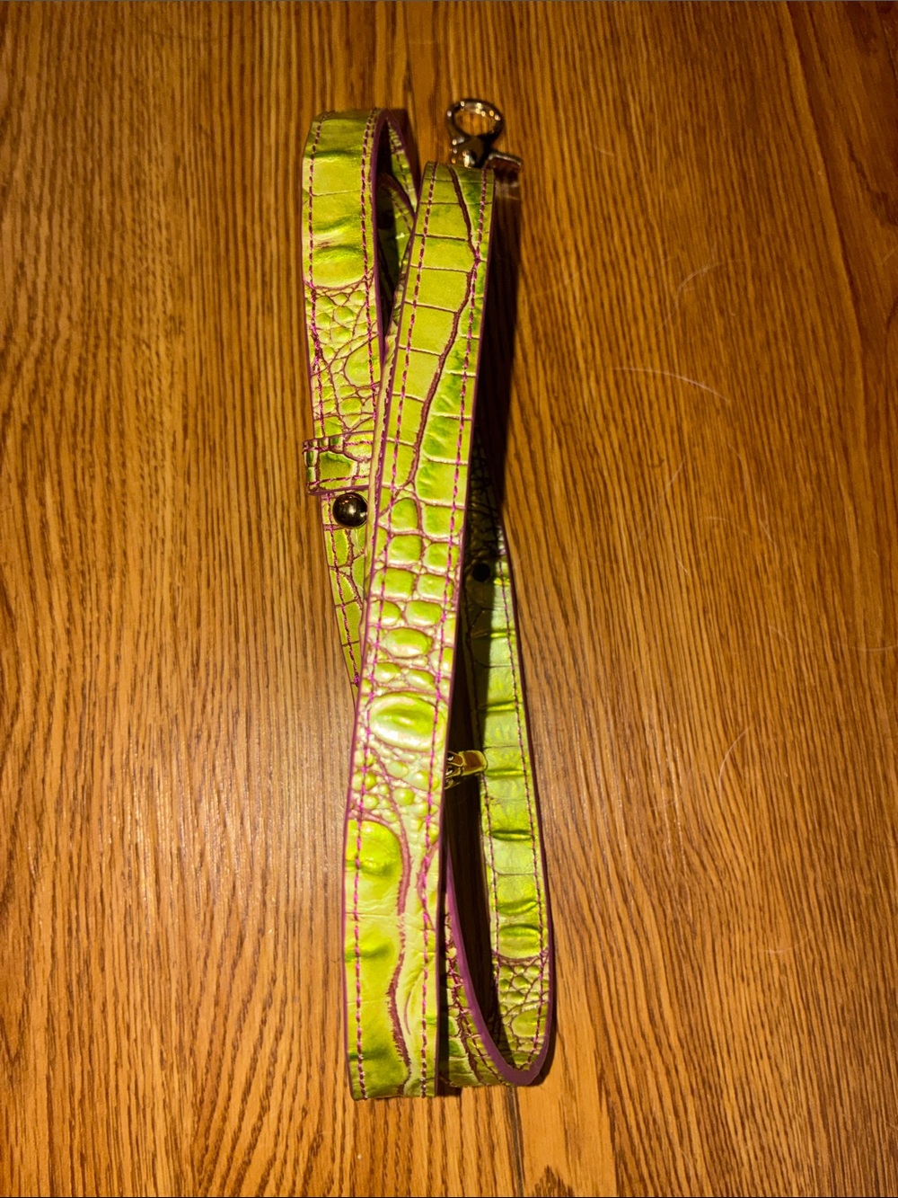 BRAHMIN colorway limeade crush Purple Lime green leather Shoulder purse strap - Picture 3 of 4